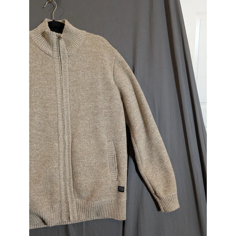 Buffalo David Bitton Cable Knit‎ Sweater Zip Up Men XL Tan